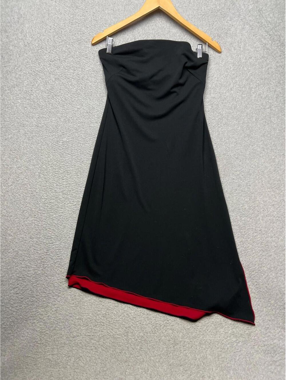 y2k 90s Fairy Express Sexy Black Dress 8 Strapless Asymmetrical Cocktail Goth